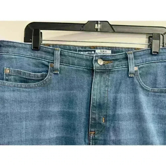 Carhartt Slim Fit Denim Jeans Women's Blue Casual Work Utility Pants Sz 12‎ Tall - Picture 5 of 6